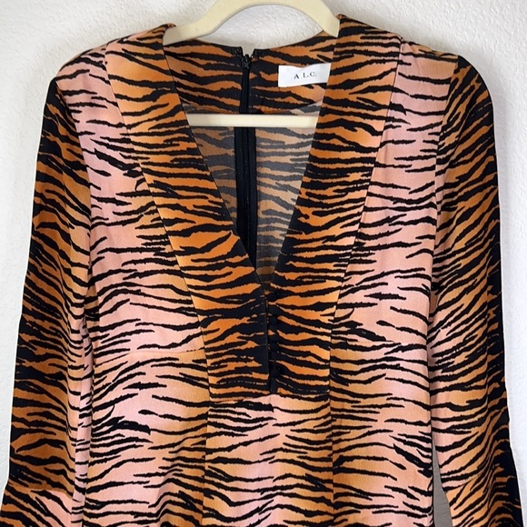 A.L.C. Brinkley Leopard Animal Print Fit And Flare Silk Mini Dress Size 2 - Picture 7 of 12